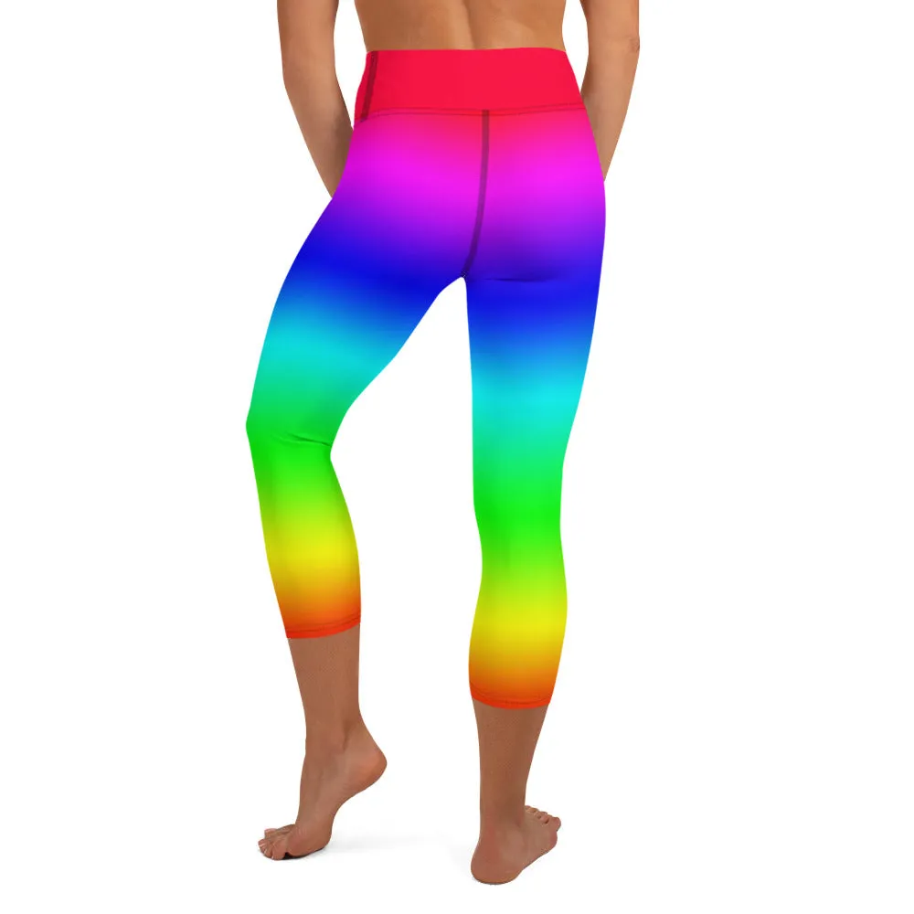 Rainbow High-waist Yoga Capri Leggings