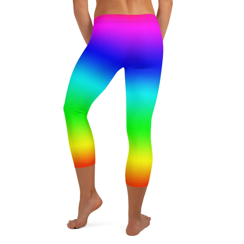 Rainbow Mid-waist Capri Leggings