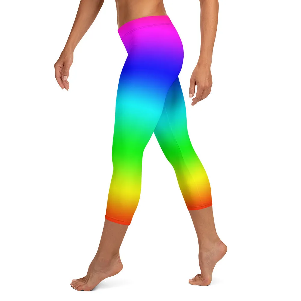 Rainbow Mid-waist Capri Leggings