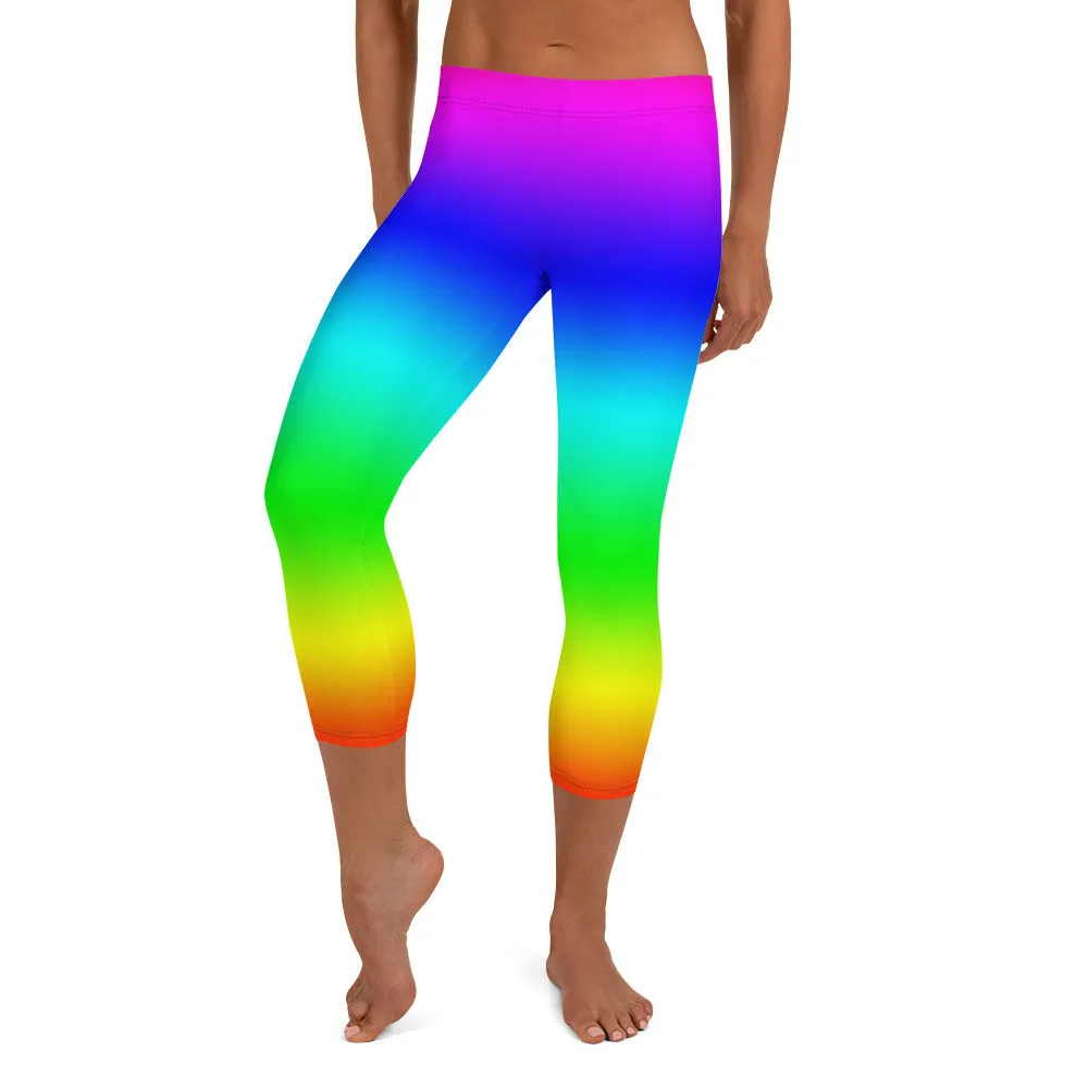 Rainbow Mid-waist Capri Leggings
