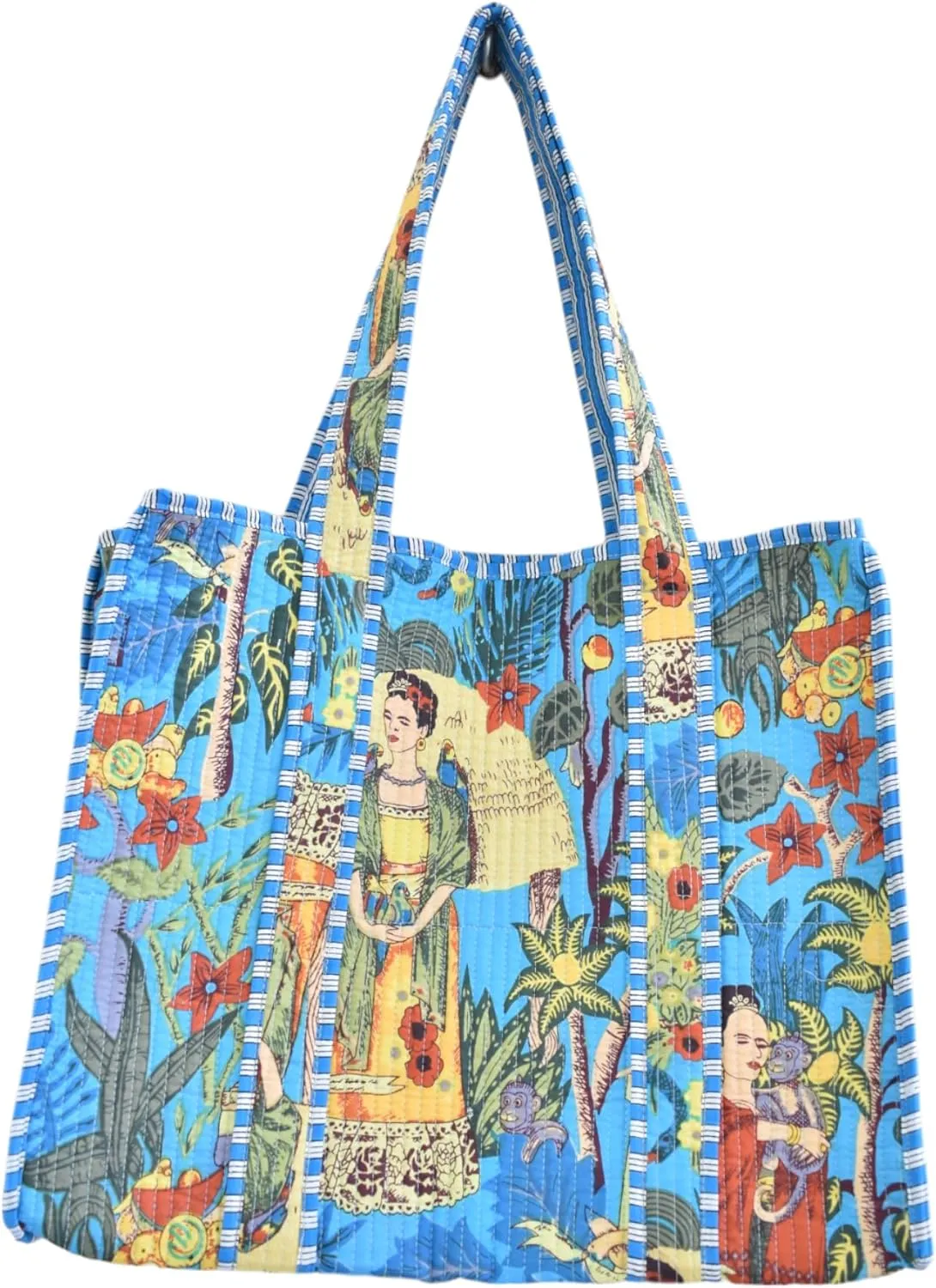 RAJBHOOMI HANDICRAFTS Women’s 100% Cotton Lightweight Shoulder Tote Bag with Interior Poeckt Casual Handbag for Women