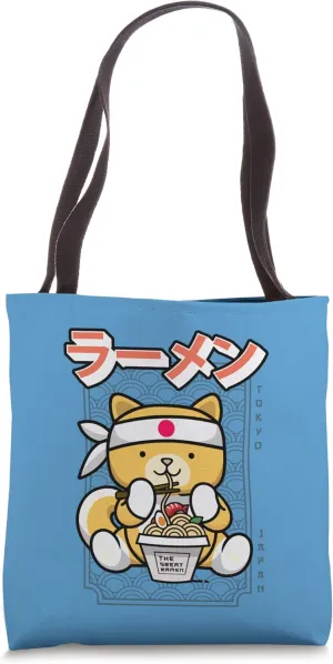 Ramen Dog Kawaii Japanese Noodles Shiba Inu Eating Ramen Tote Bag