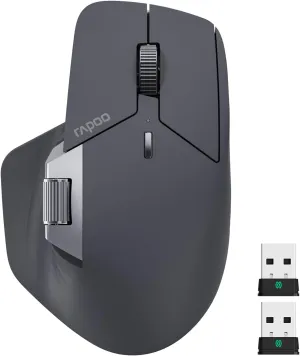 Rapoo MT760 PRO Wireless Mouse, NearLink   Bluetooth 5.0 Multi-Device, 12K DPI, 2K Polling, Ergo for Work & Gaming, 11 Programmable Buttons, On-Board Memory, Quiet Clicks, USB-C, 120 Days Battery Life