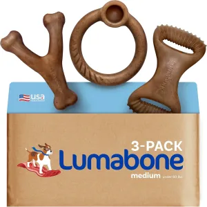 Real Bacon 3-Pack Dog Toys for Aggressive Chewers,Wishbone, Dental Chew, Ring Bacon Medium