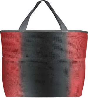 Red Black Ombre Beach Tote Bag for Women, Modern Abstract Art Gradient Color Mesh Beach Bags Waterproof Sandproof, Outdoor Picnic Swim Pool Handbag - Large Beach Bag with Zipper and Pockets
