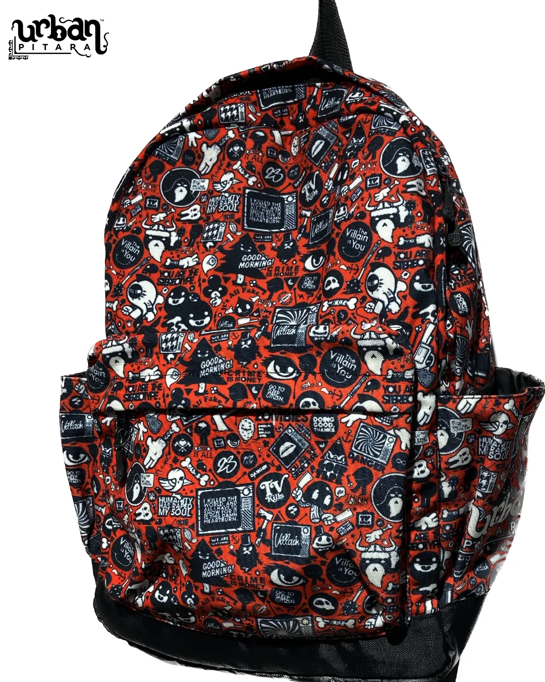Red Doodle Canvas Backpack
