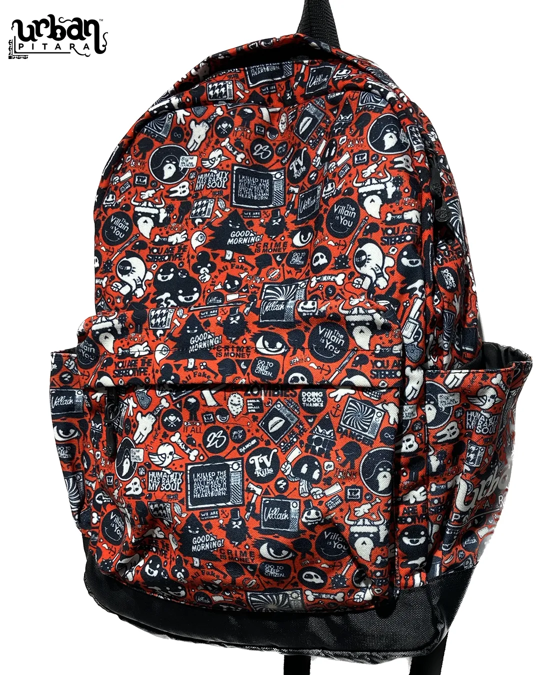Red Doodle Canvas Backpack