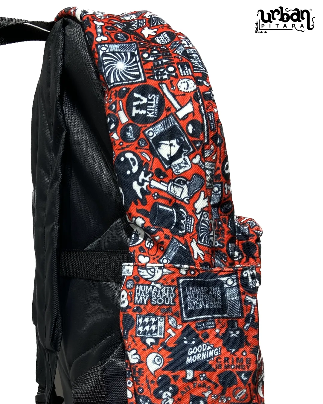 Red Doodle Canvas Backpack
