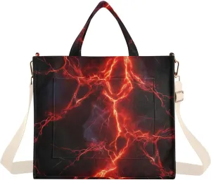 Red Lightning Spark Tote Bag for Women Large Capacity Handbag Portable Work Handbag Shoulder Bag for Beach, Shopping, Travel
