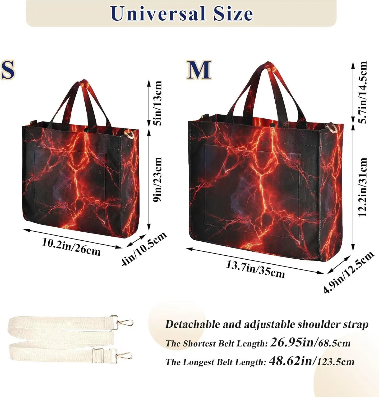 Red Lightning Spark Tote Bag for Women Large Capacity Handbag Portable Work Handbag Shoulder Bag for Beach, Shopping, Travel