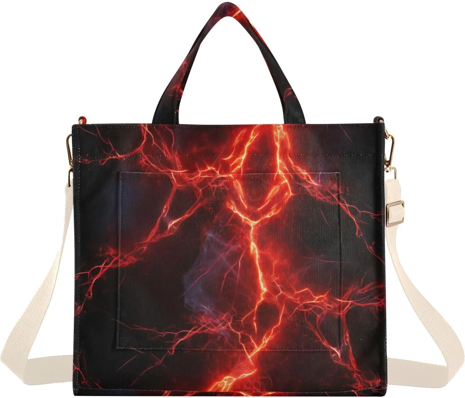 Red Lightning Spark Tote Bag for Women Large Capacity Handbag Portable Work Handbag Shoulder Bag for Beach, Shopping, Travel