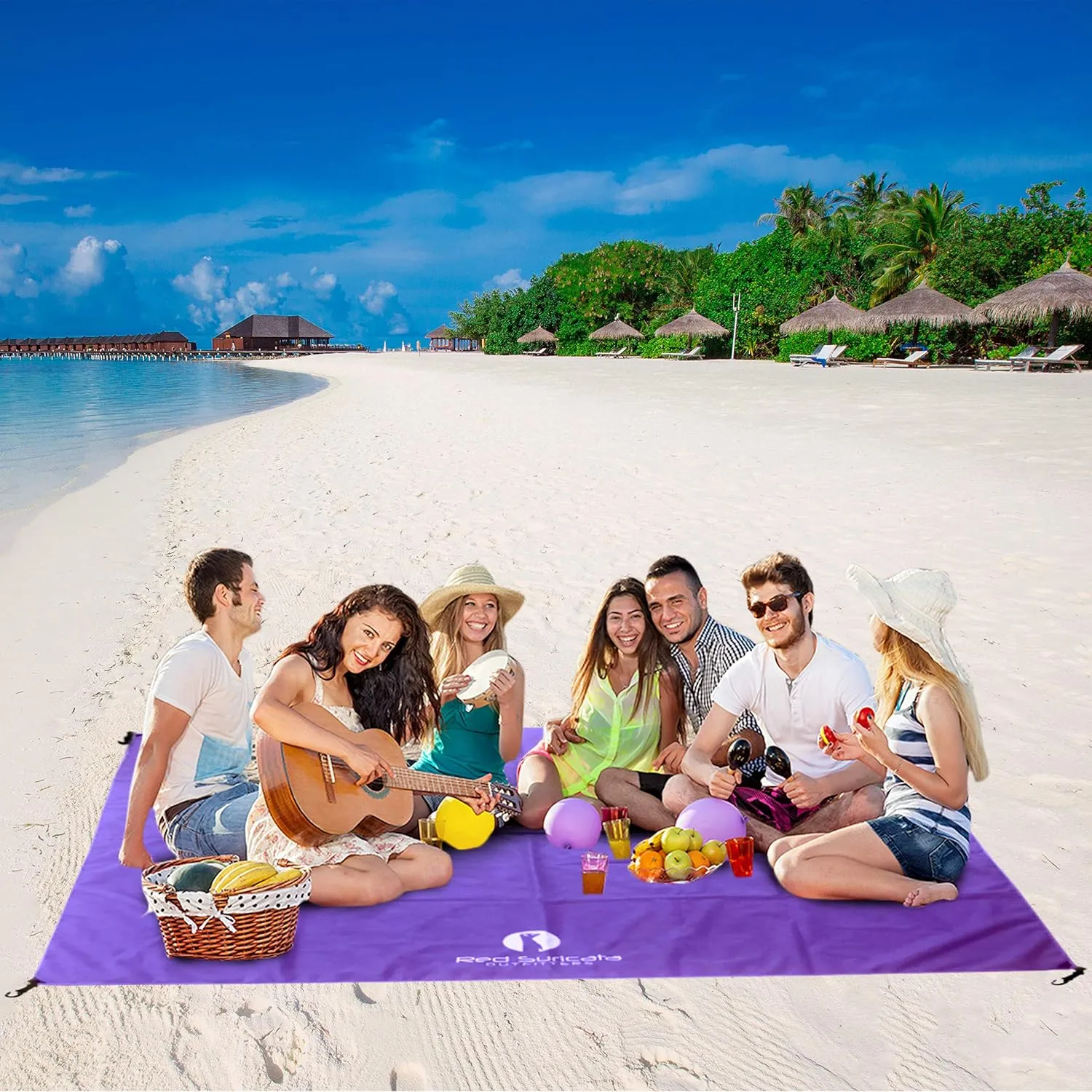 Red Suricata Sand Free Beach Mat – Large Sandproof Beach Blanket, Sandless, Waterproof – Fits and Matches Beach Canopy - Oversized Sand Proof Beach Mats for Outdoor, Picnic, Camping (Large, Purple)