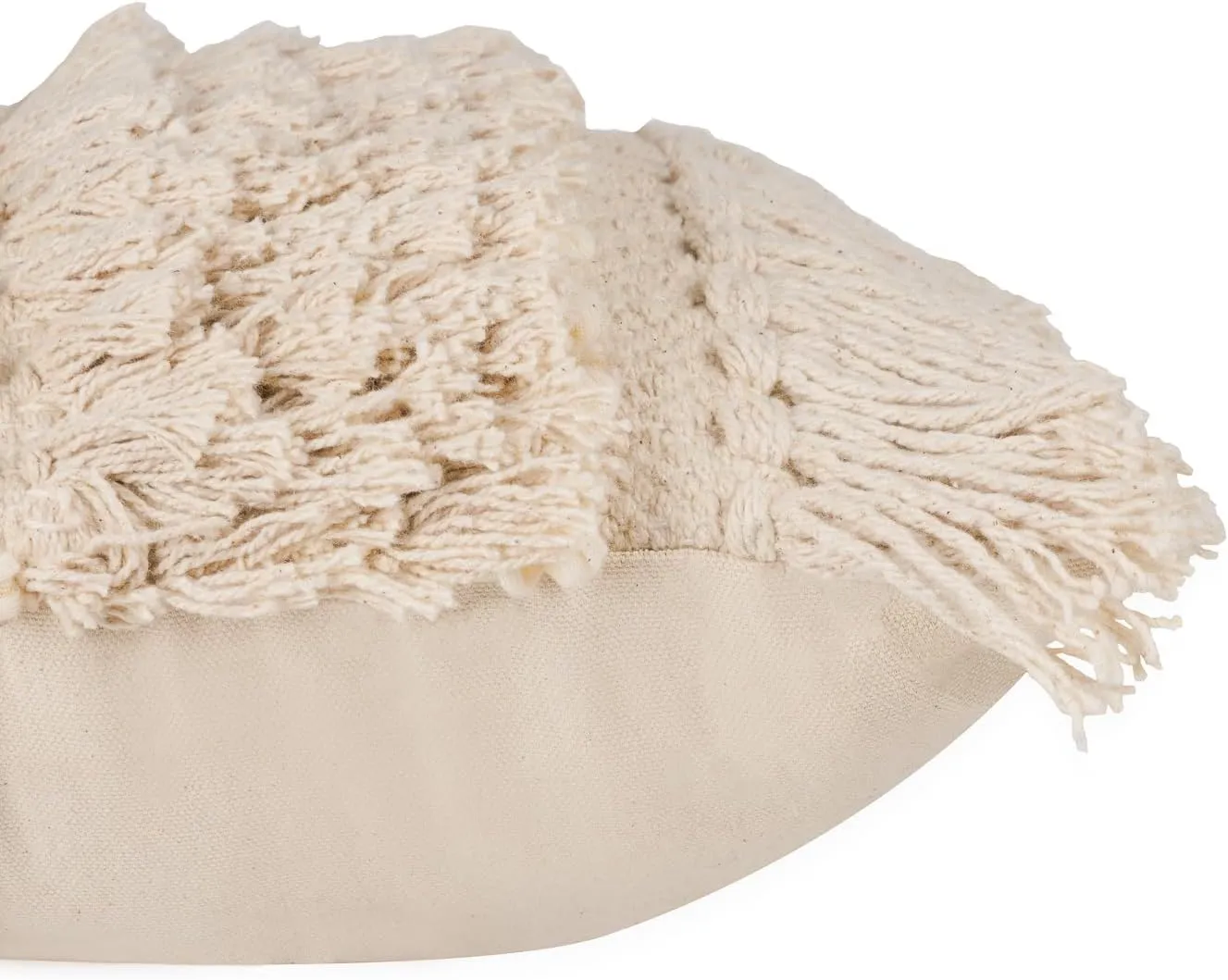 REDEARTH · Boho Textured Throw Pillow Cushion Covers- Lumbar Woven Tufted Decorative Farmhouse Cases Set for Couch, Sofa, Bed, Chair, Dining, Patio, Outdoor; 100% Cotton (12"x20", Natural) Pack of 2
