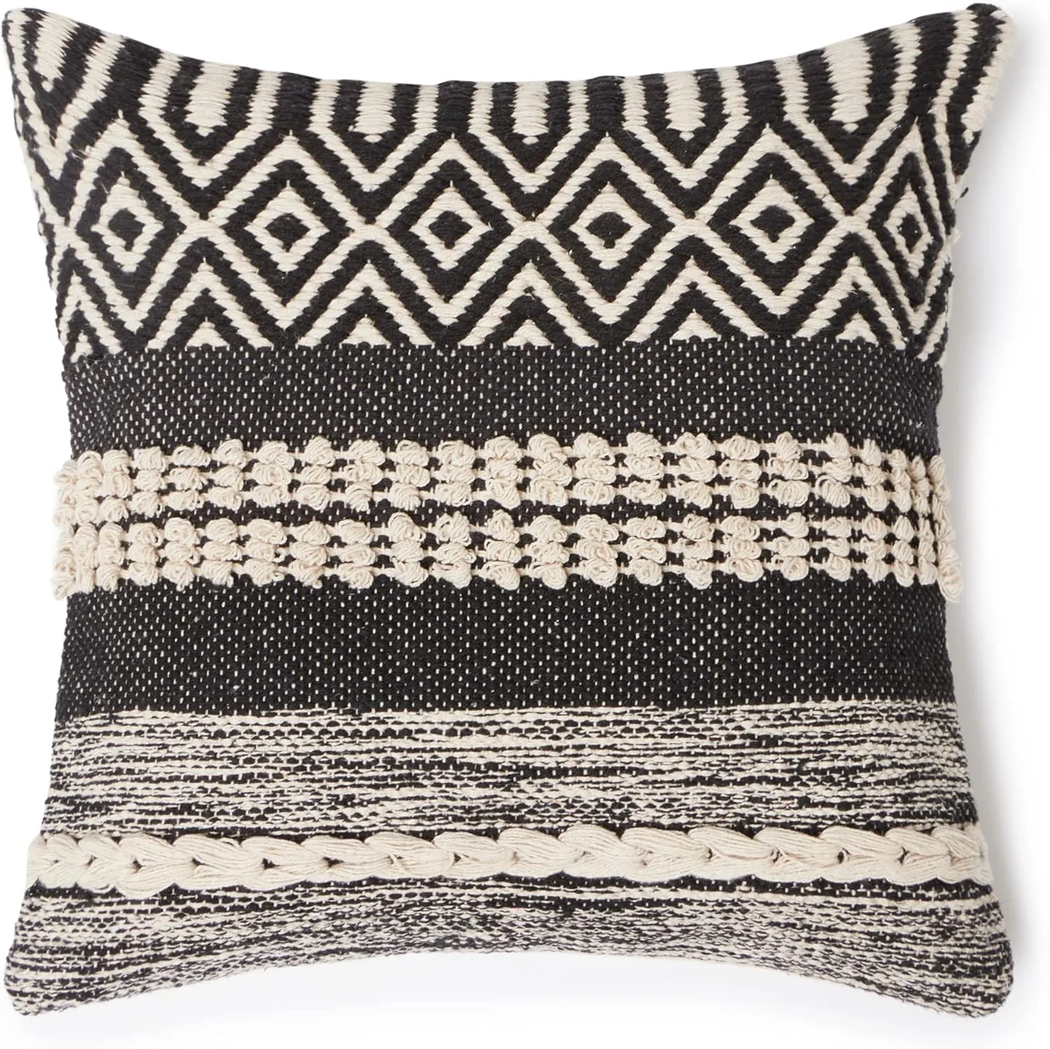 REDEARTH · Handmade Boho Throw Pillow Covers - Bohemian Chic Farmhouse Style - Accent Woven Indoor and Outdoor Pillow Cushion Cases for Couch - Bed - Chair - Sofa - Benches – Set of 2-18"x18" -