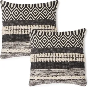 REDEARTH · Handmade Boho Throw Pillow Covers - Bohemian Chic Farmhouse Style - Accent Woven Indoor and Outdoor Pillow Cushion Cases for Couch - Bed - Chair - Sofa - Benches – Set of 2-18"x18" -