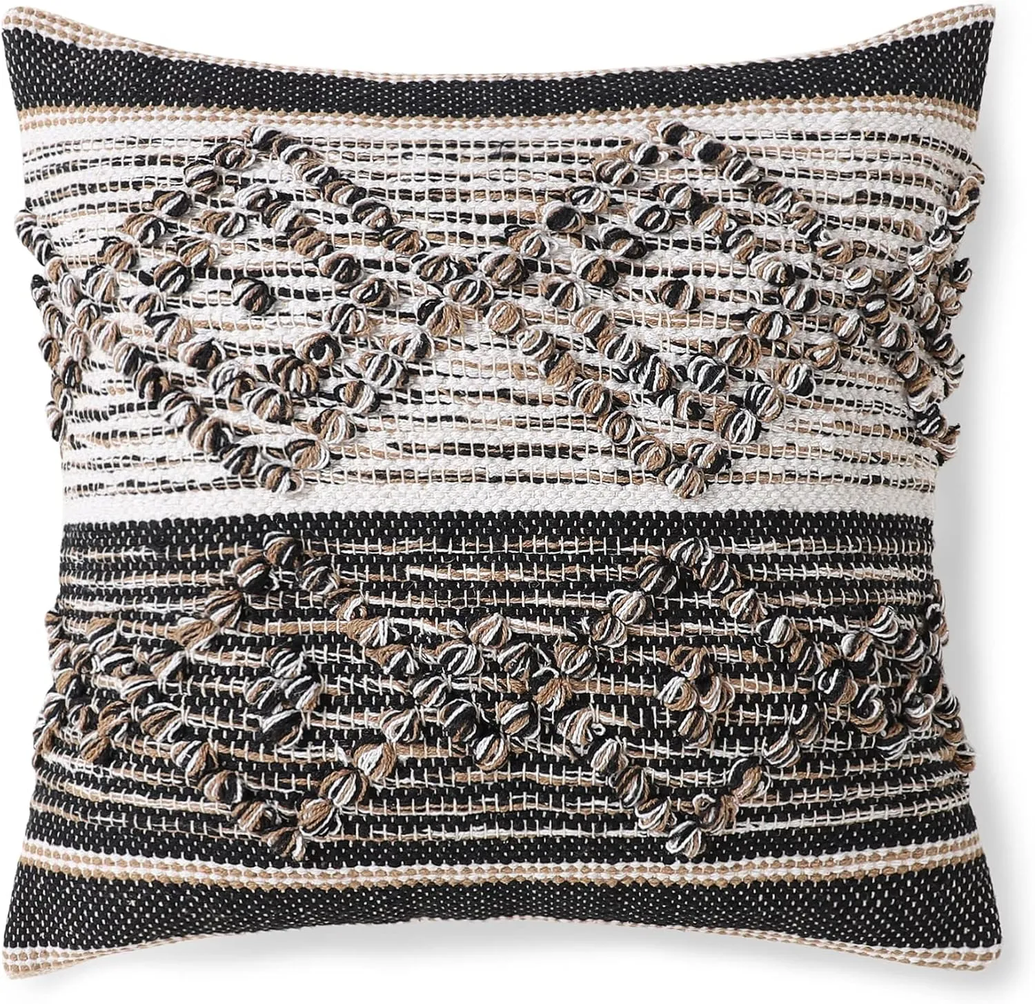 REDEARTH · Handmade Boho Throw Pillow Covers - Bohemian Chic Farmhouse Style - Accent Woven Indoor and Outdoor Pillow Cushion Cases for Couch - Bed - Sofa - Benches – Set of 2-18"x18", Black Jasper