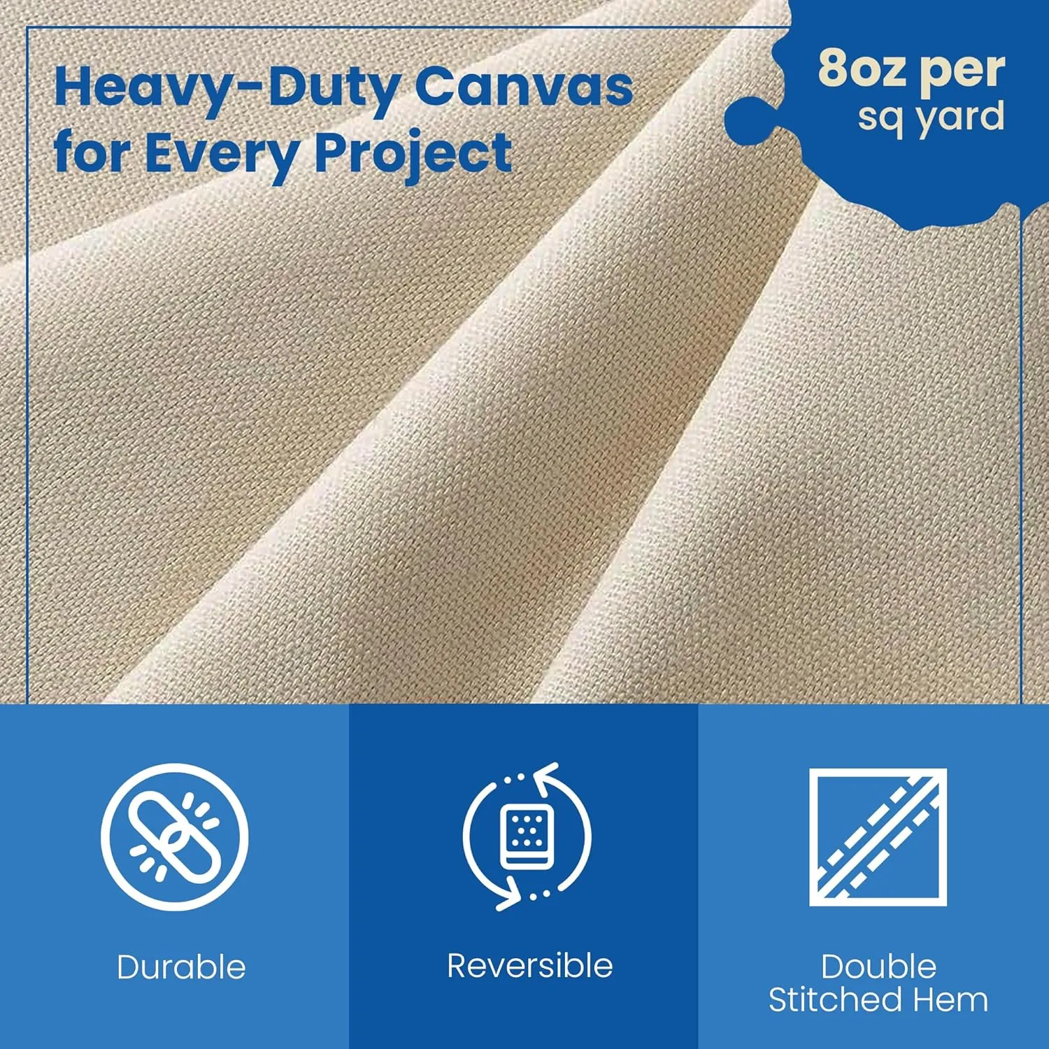 REDIBLUE Canvas Drop Cloth for Painting - Washable, Durable, Highly Absorbent Seamless Cotton Fabric, Multipurpose Protection for Floor, Carpet, Furniture, Indoor, Outdoor Use, 8oz, 4x6ft (Pack of 4)