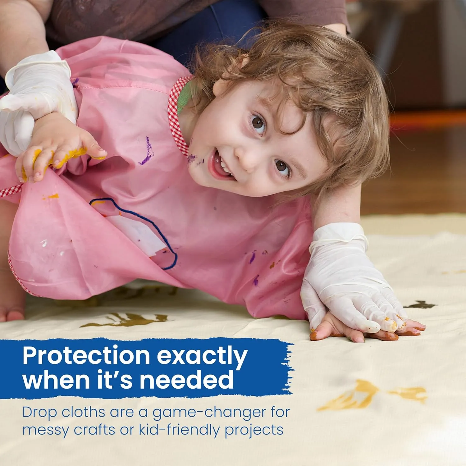 REDIBLUE Canvas Drop Cloth for Painting - Washable, Durable, Highly Absorbent Seamless Cotton Fabric, Multipurpose Protection for Floor, Carpet, Furniture, Indoor, Outdoor Use, 8oz, 4x6ft (Pack of 4)