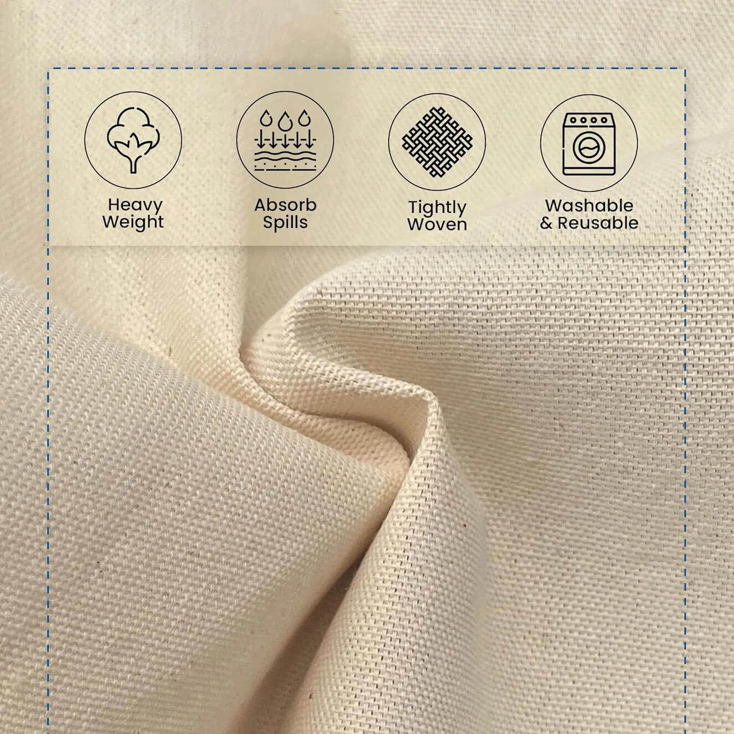 REDIBLUE Canvas Drop Cloth for Painting - Washable, Durable, Highly Absorbent Seamless Cotton Fabric, Multipurpose Protection for Floor, Carpet, Furniture, Indoor, Outdoor Use, 8oz, 4x6ft (Pack of 4)