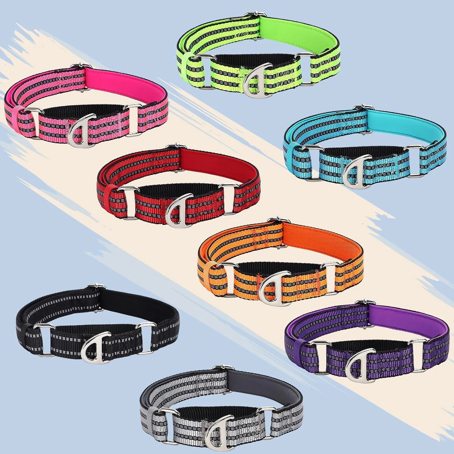 Reflective Martingale Collar for Large Dogs with No Buckle,No Pull Choke Collar with Padded Comfort for Training, Walking & Overexcited Pulling Control Dogs,Pink L