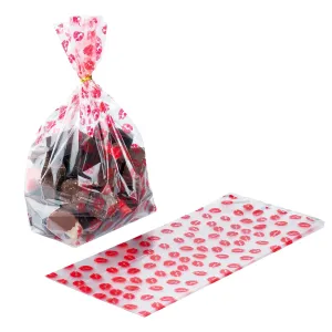Restaurantware - Bag Tek 5 x 3 x 11 Inch Candy Bags, 4000 Gusseted Printed Candy Bags - Small Hearts, Twist Ties Sold Separately, Plastic Candy Bags, Heat Sealable, for Holding Candies