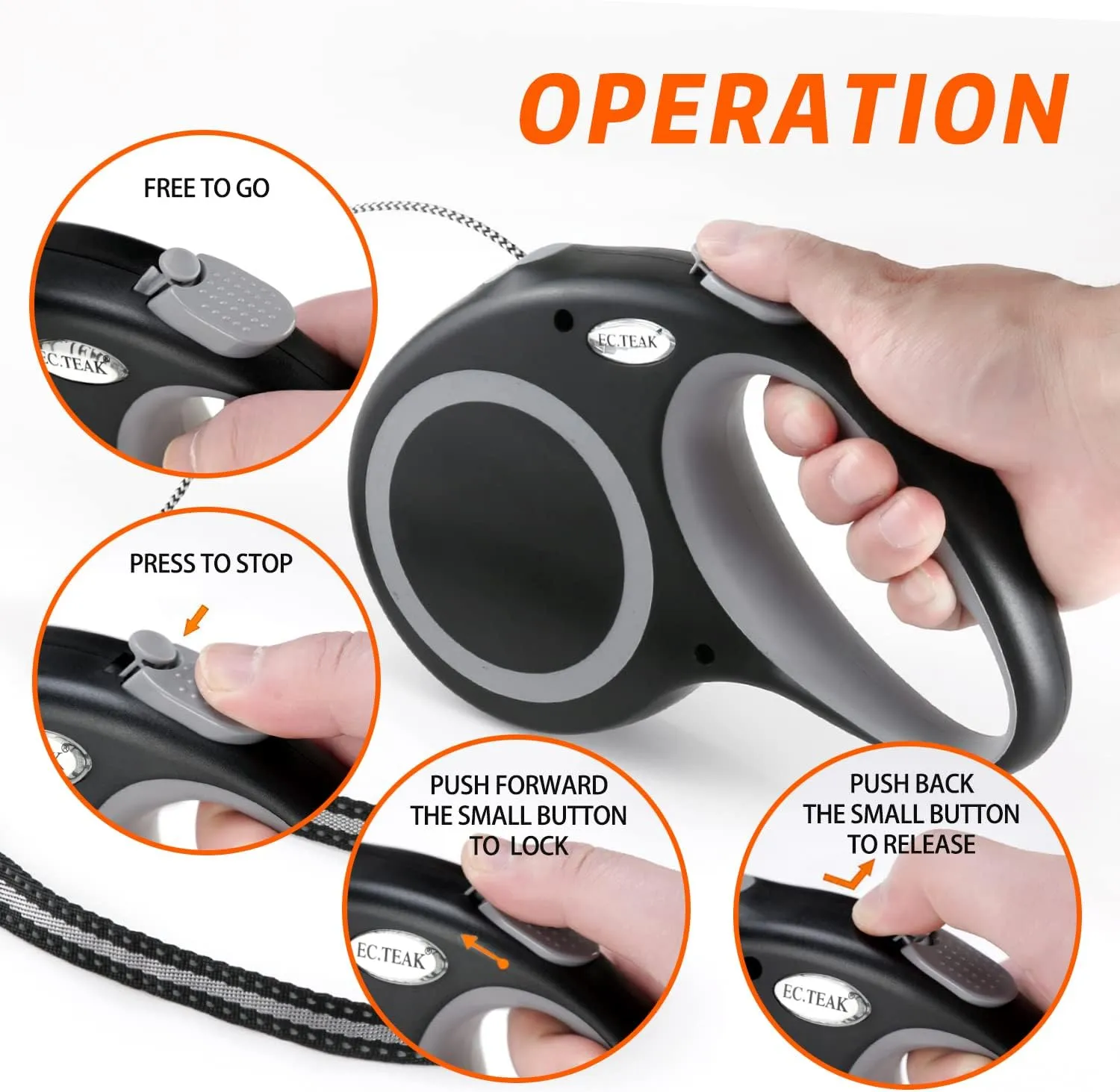 Retractable Dog Leash, 30 FT Dog Walking Leash for Medium Large Dogs up to 77 lbs, Heavy Duty No Tangle, Large