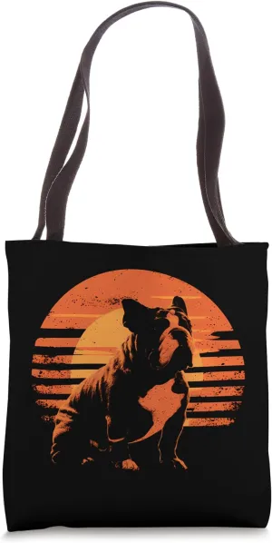 Retro Design Continental Bulldog Dog Tote Bag