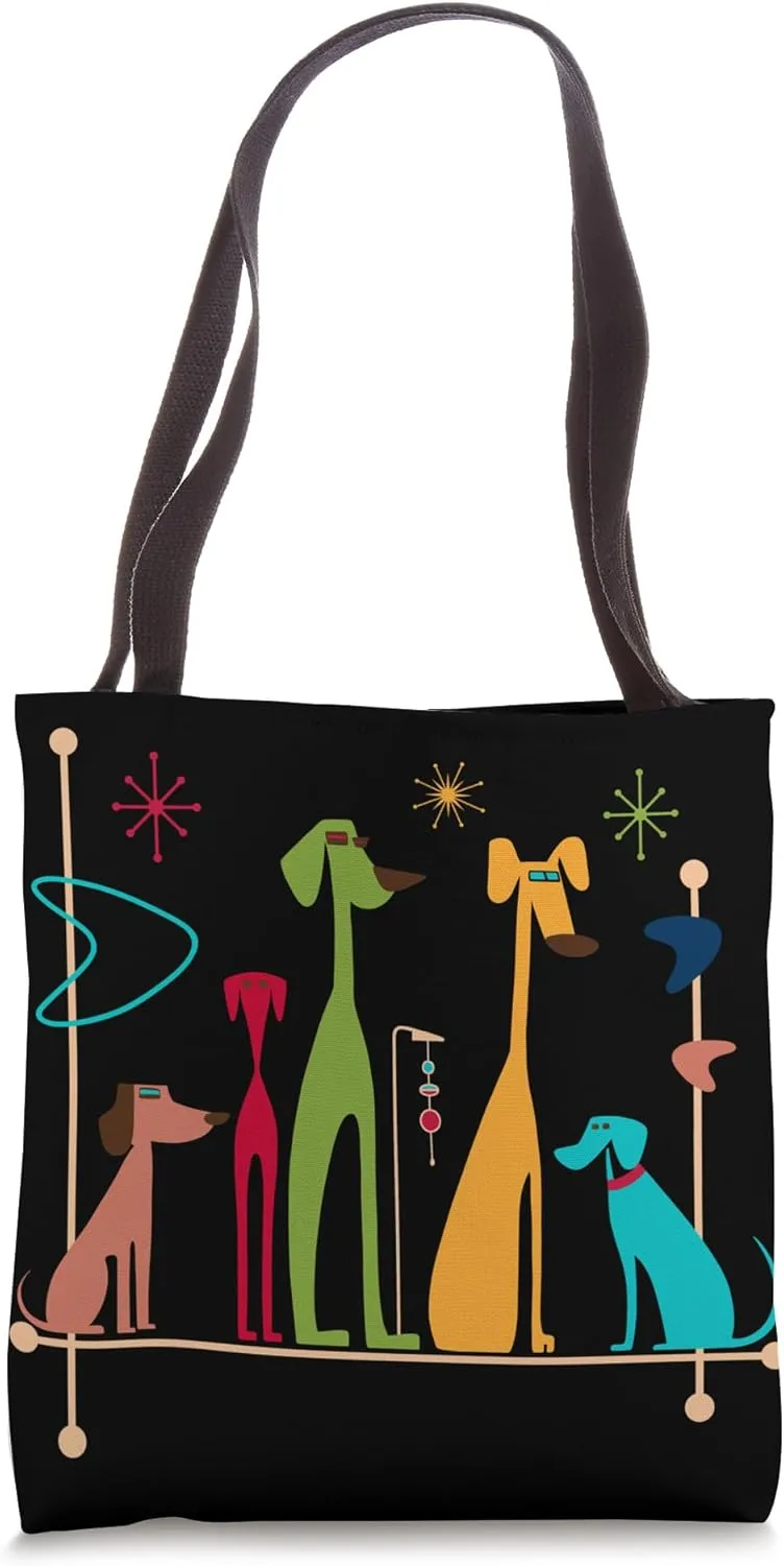 Retro Mid-Century Modern Dogs 50s 60s Style Tote Bag