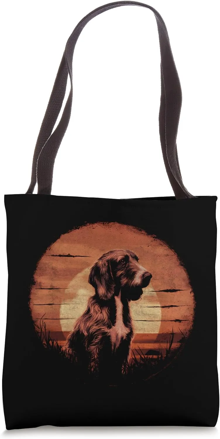 Retro Sunset Design Styrian Coarse Haired Hound Tote Bag
