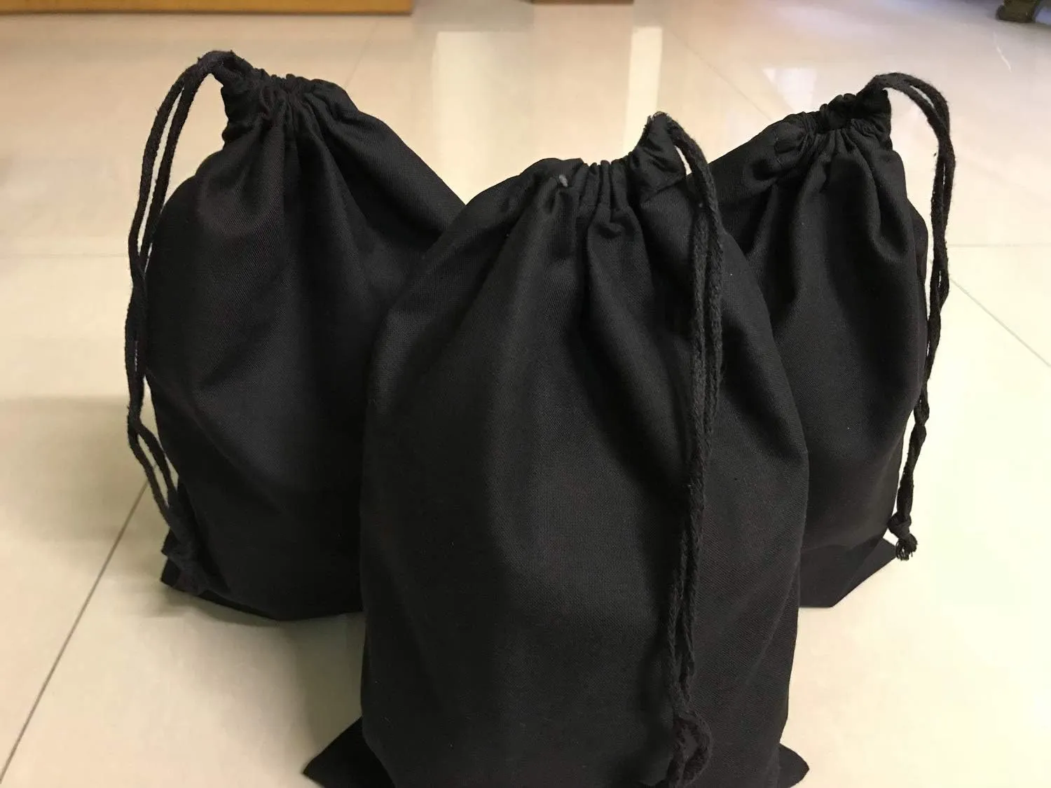 Reusable Produce Eco friendly Cotton Single Drawstring Muslin Bags premium quality BLACK COLOR- 100 count pack (10 x 12)