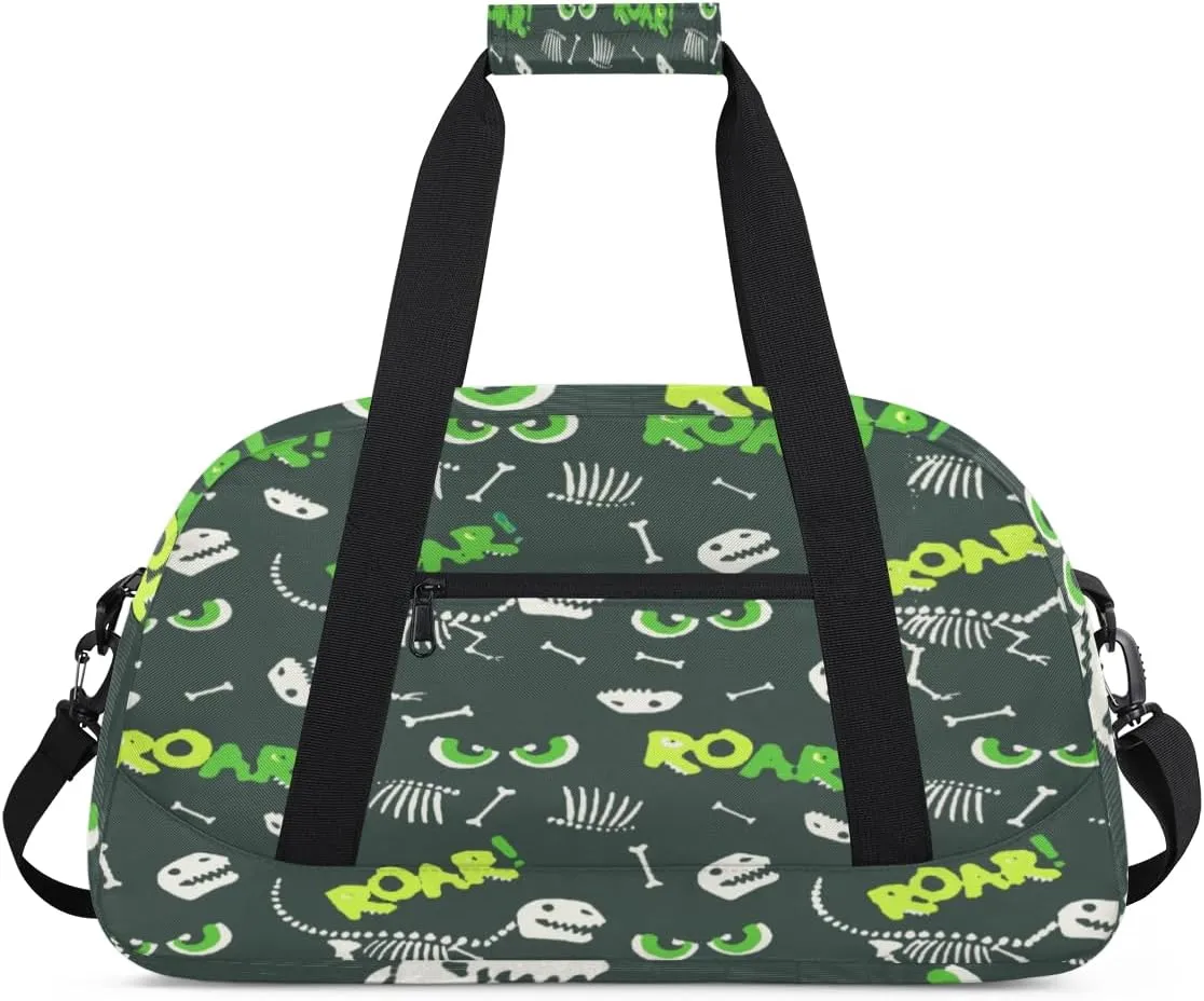 Roar Dinosaur Kids Overnighted Duffel Bag Carry-On Size & Ideal for School Practice or Weekender Travel with Zip and Shoulder Stra for Boys & Girls