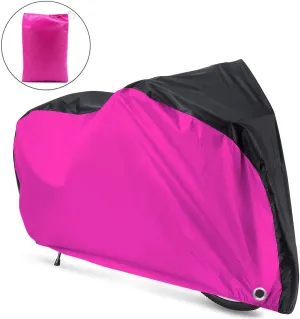 Roctee Bicycle Cover Waterproof Wind Rain Snow Proof Outdoor Mountain Bike Road Travel Bike Cycle Covers with Storage Bag, 78.7''(L) * 27.6''(W) * 43.3''(H) for XL Size (Black & Rose)