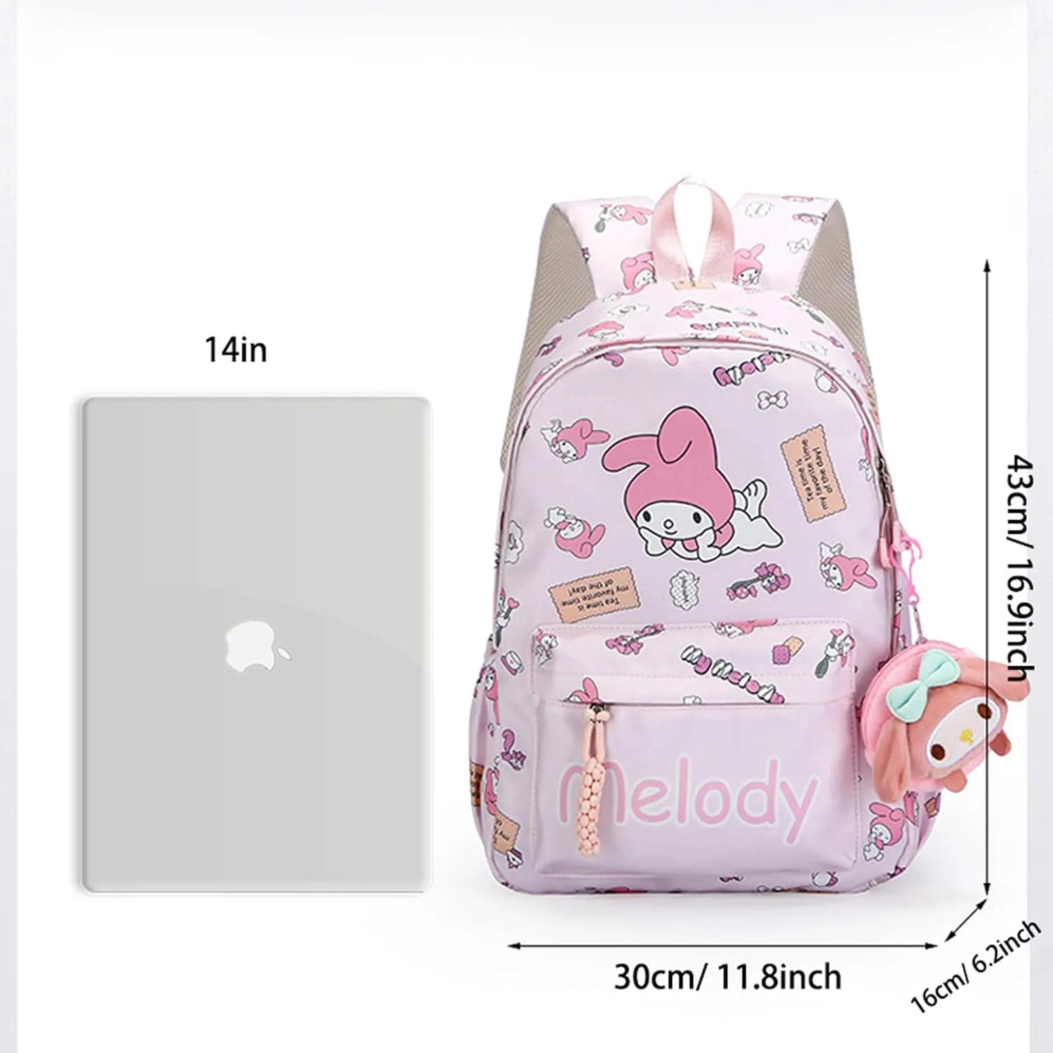 Roffatide Anime All Over Print Casual Backpack Laptop Backpack Travel Hiking Rucksack Zipper Backpack Black