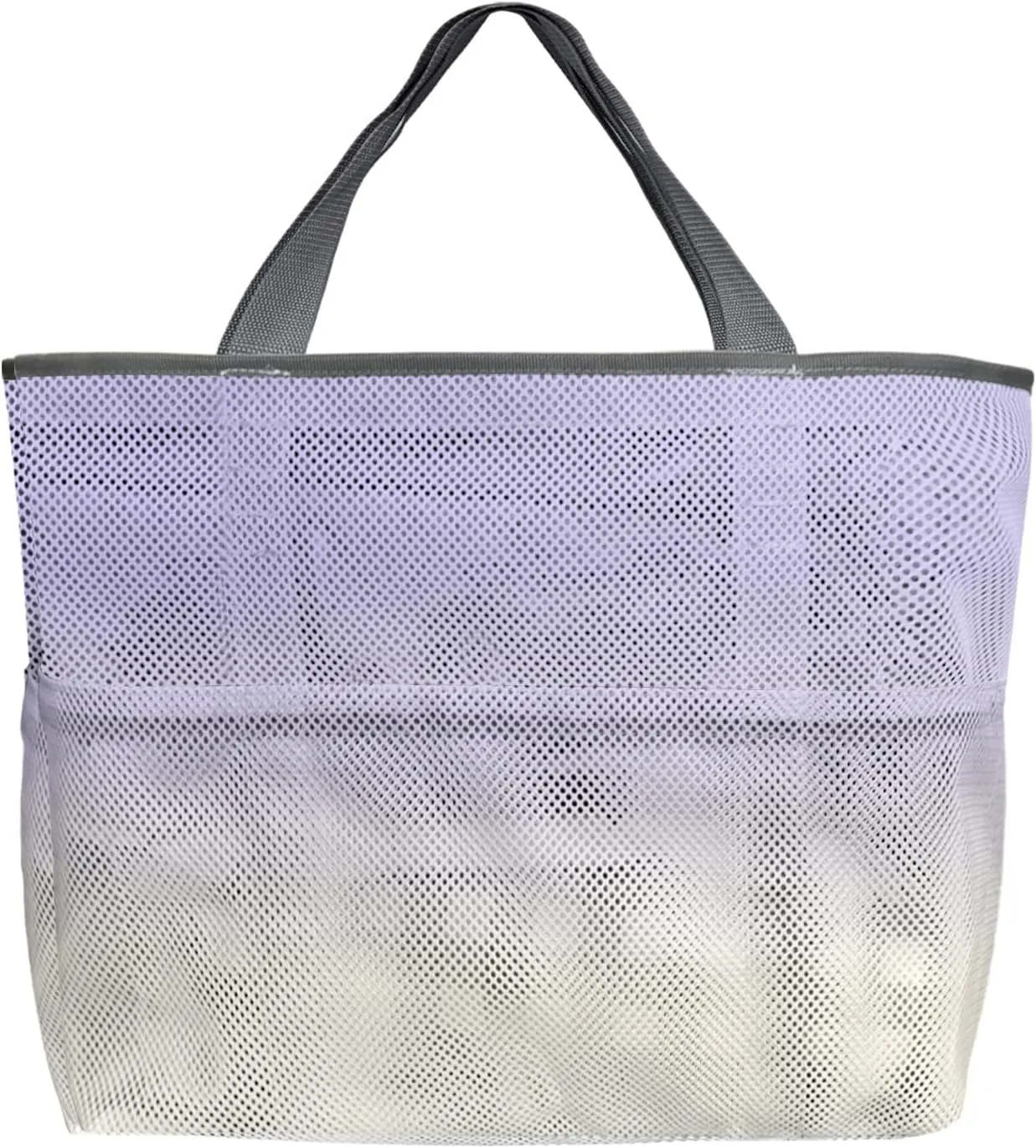 Romantic Purple Ombre Beach Tote Bag for Women, White Gradient Color Modern Abstract Art Mesh Beach Bags Waterproof, Outdoor Picnic Swim Pool Handbag - Large Beach Bag with Zipper and Pockets