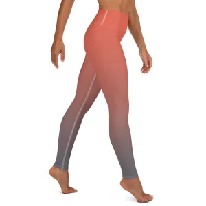 Rose and Grey Ombre High-waist Yoga Leggings