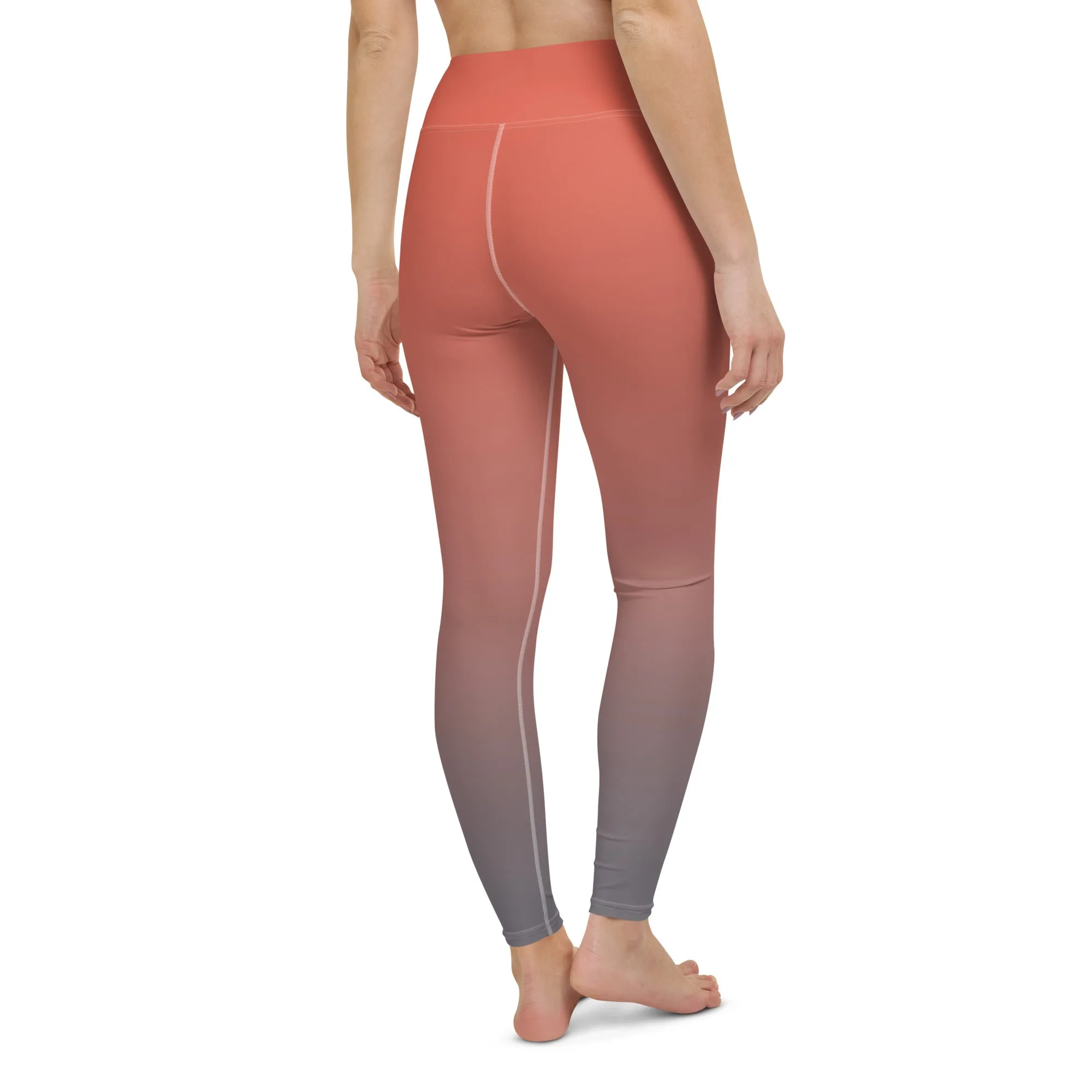 Rose and Grey Ombre High-waist Yoga Leggings