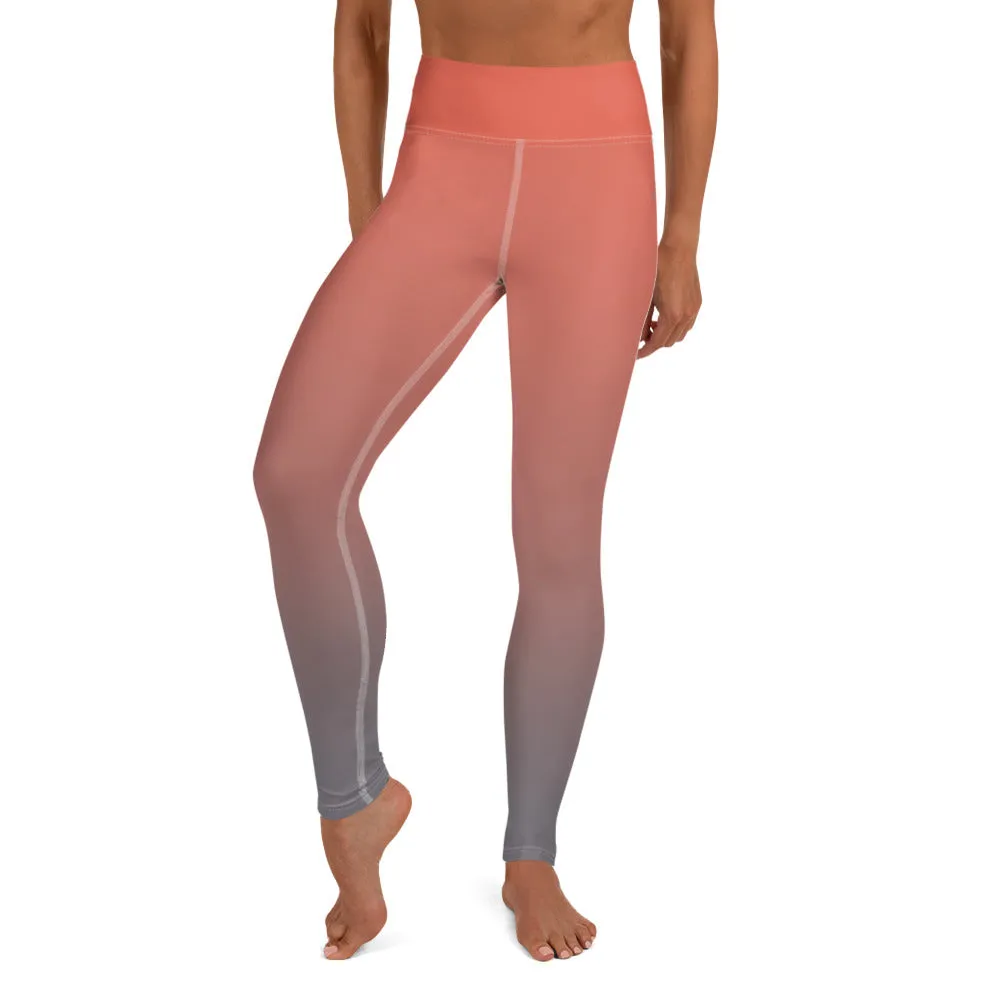 Rose and Grey Ombre High-waist Yoga Leggings