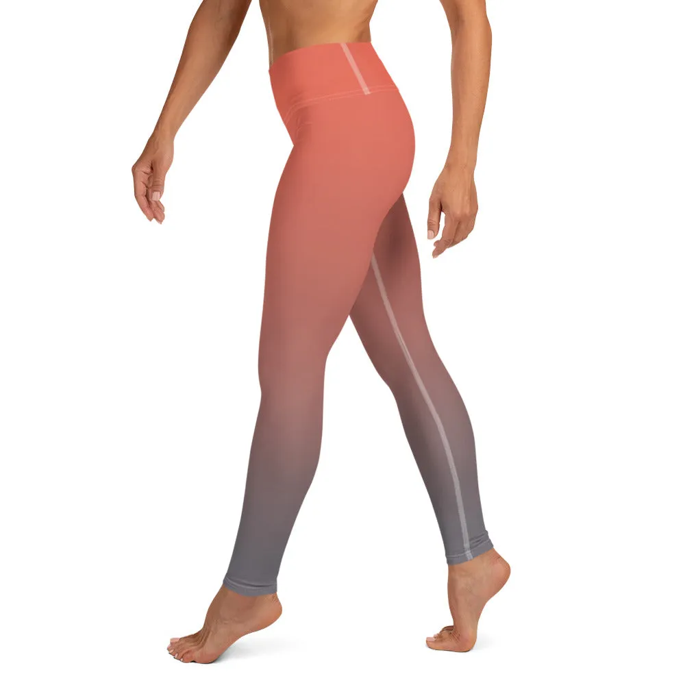 Rose and Grey Ombre High-waist Yoga Leggings