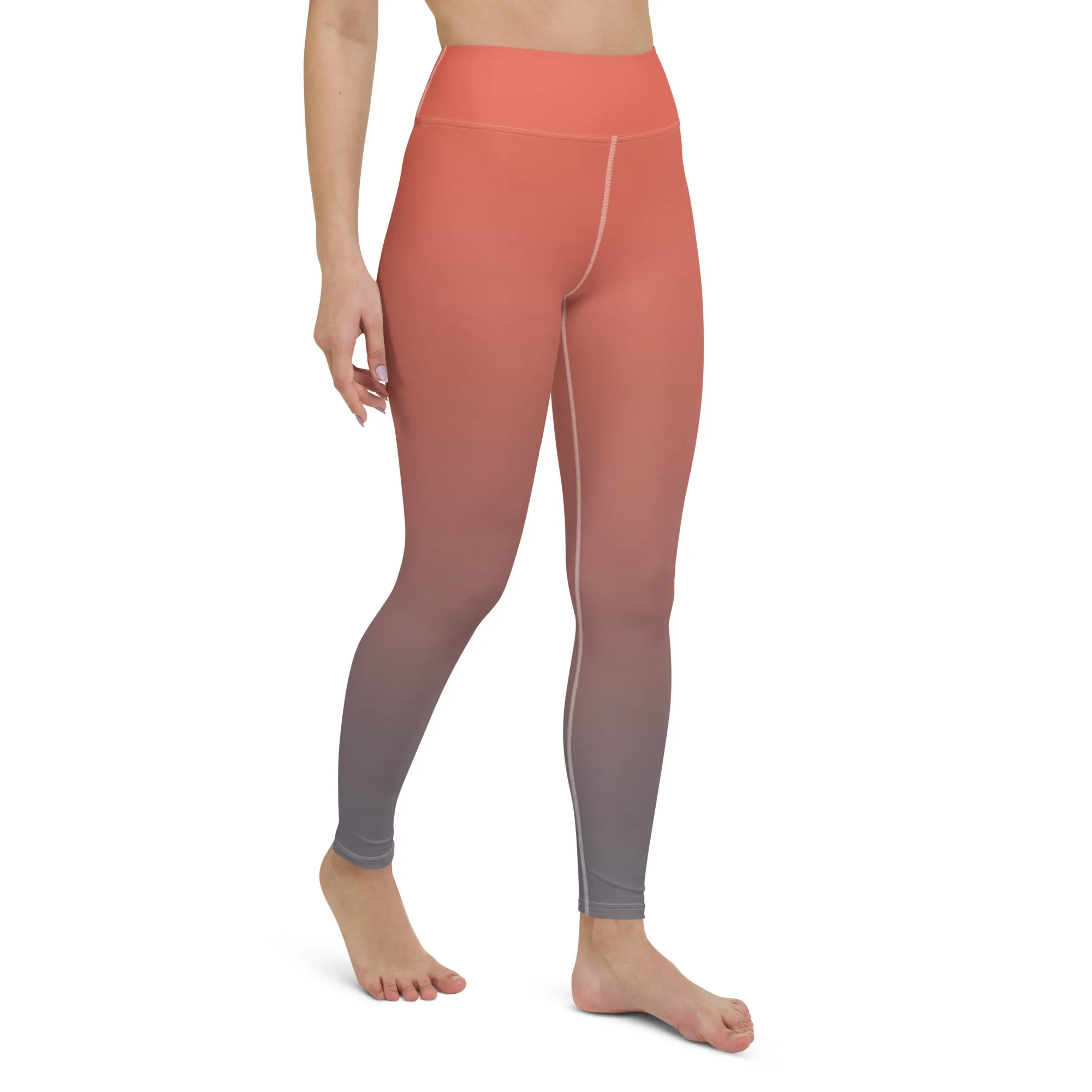 Rose and Grey Ombre High-waist Yoga Leggings