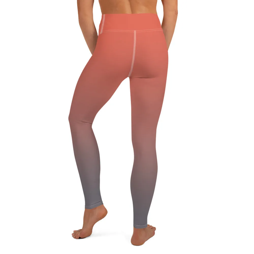 Rose and Grey Ombre High-waist Yoga Leggings