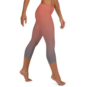 Rose and Grey Ombre Mid-waist Capri Leggings