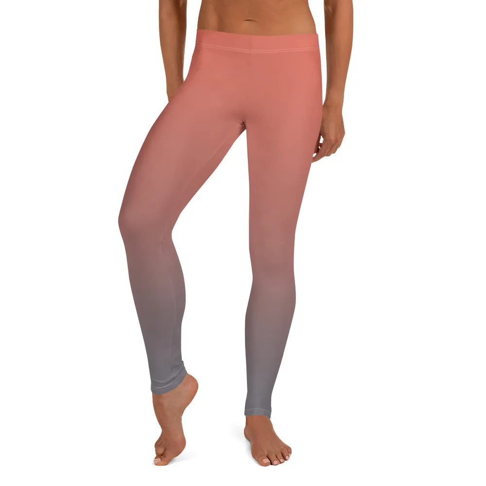 Rose and Grey Ombre Mid-waist Leggings