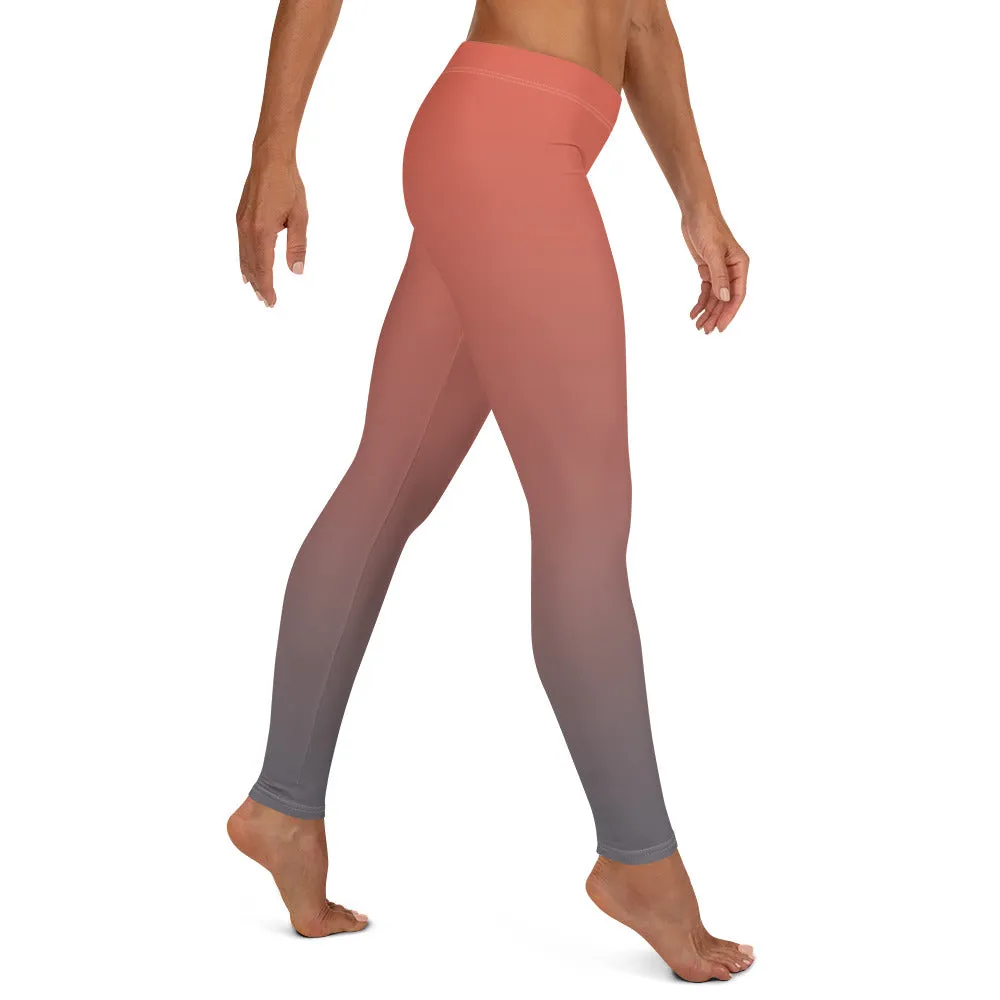 Rose and Grey Ombre Mid-waist Leggings