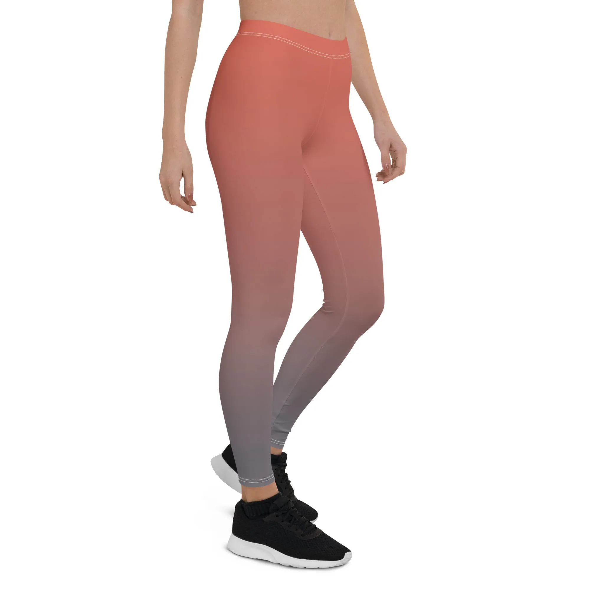 Rose and Grey Ombre Mid-waist Leggings