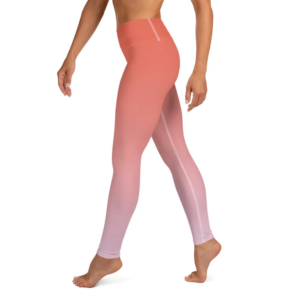 Rose and Pink Ombre High-waist Yoga Leggings