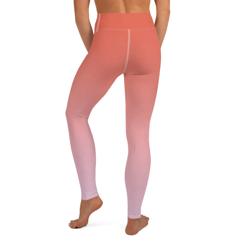 Rose and Pink Ombre High-waist Yoga Leggings