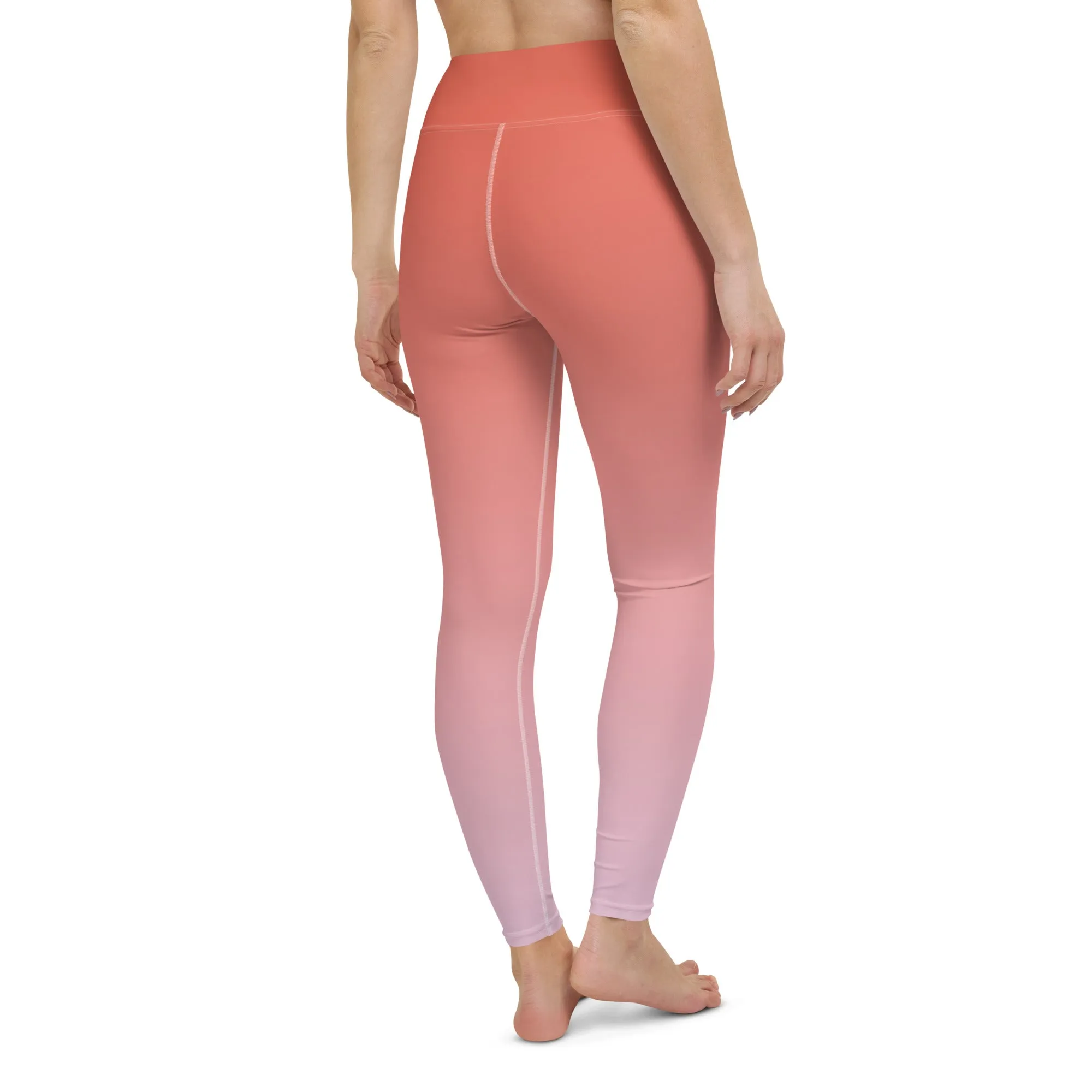 Rose and Pink Ombre High-waist Yoga Leggings