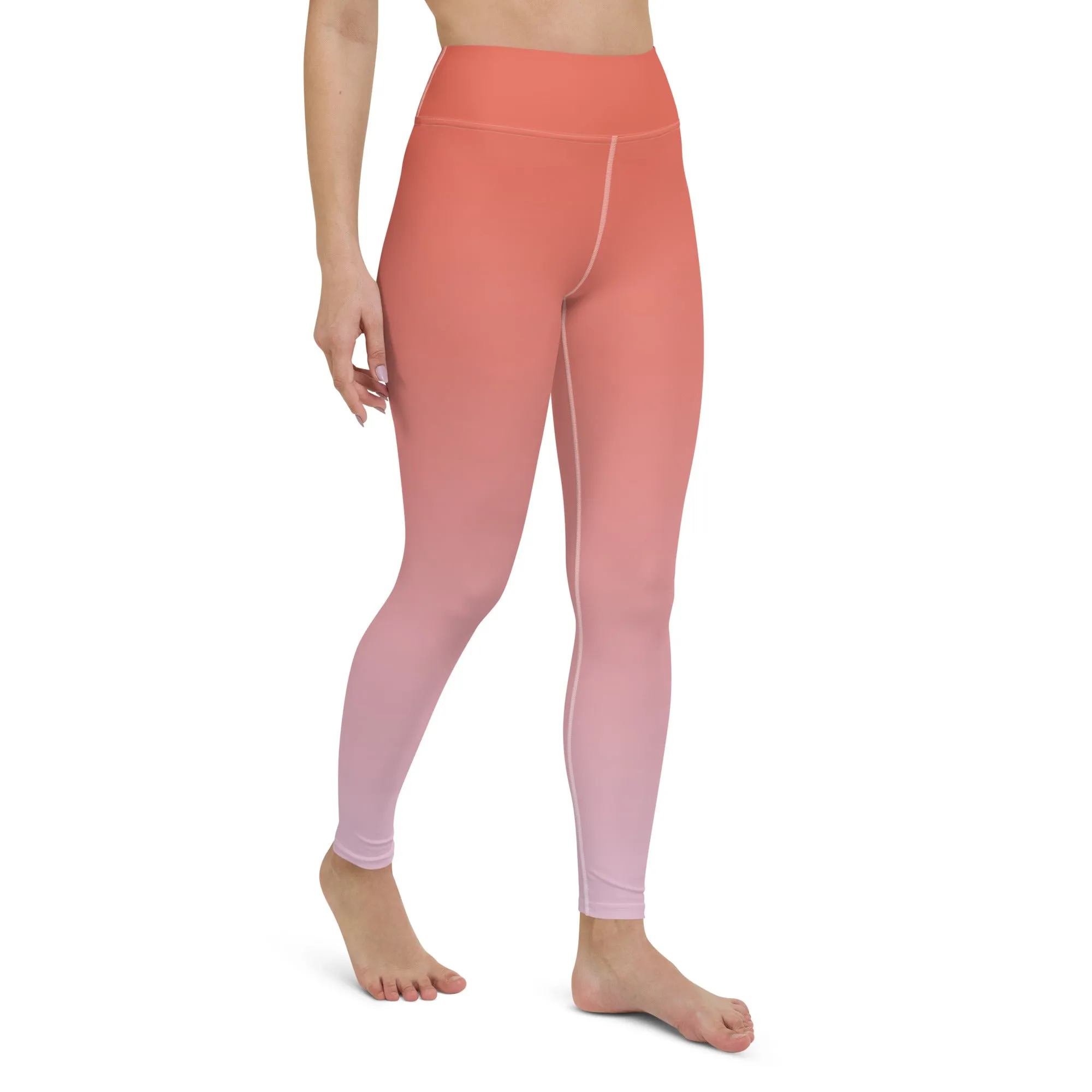 Rose and Pink Ombre High-waist Yoga Leggings