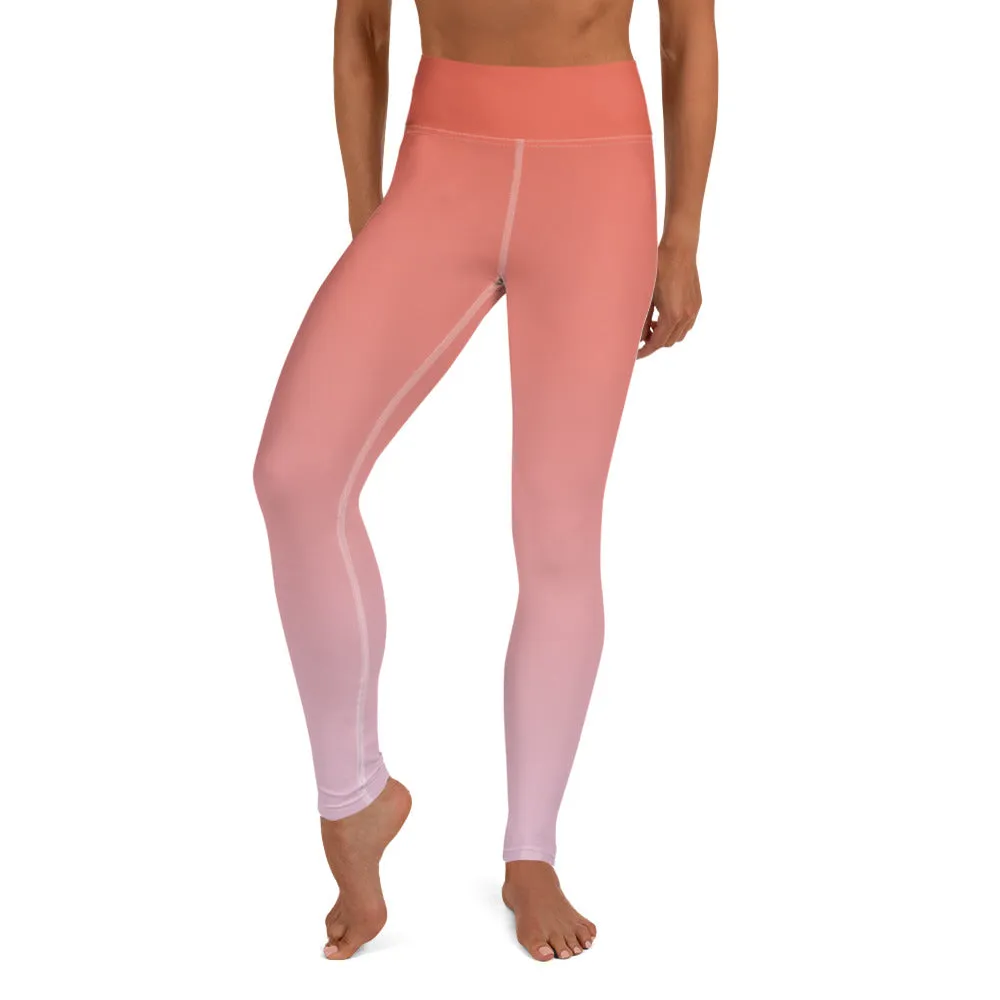 Rose and Pink Ombre High-waist Yoga Leggings