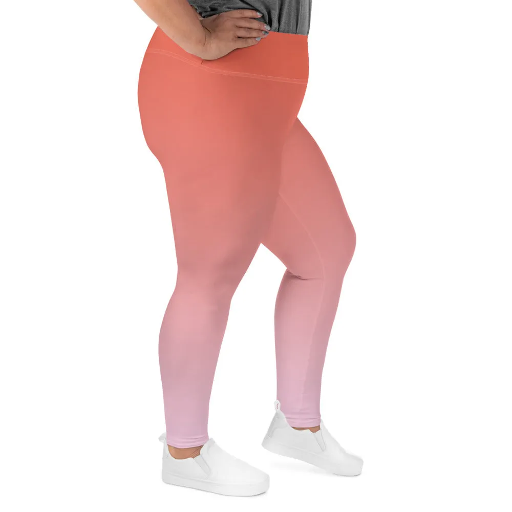 Rose and Pink Ombre Plus Size Leggings